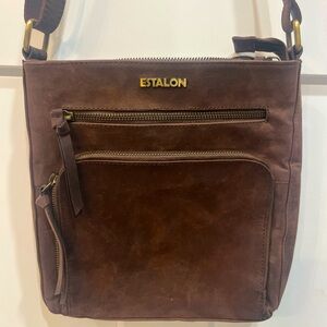 ESTALON 100% Leather‎ Crossbody Bags Unisex Cognac Adjustable